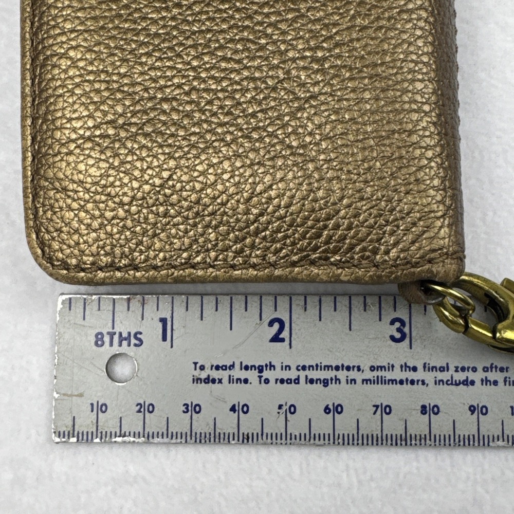 FOSSIL Quinn Slim Wristlet Clutch Bi-Fold Wallet Pebbled Metallic Gold SWL1085 - Picture 11 of 12